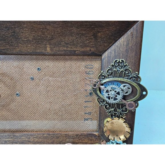 Handmade Steampunk Picture Frame Antique Look 8" X 6" Wood Metal Hanging - Picture 2 of 10